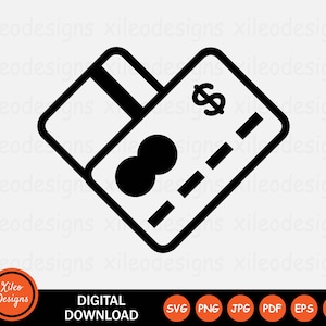 Kreditkarte Symbol SVGFinen Bank Banking Debit Plastik Zeichen Symbol Cricut Vektorgrafik Vektor Digitaler Download Clipart png jpg eps ai pdf