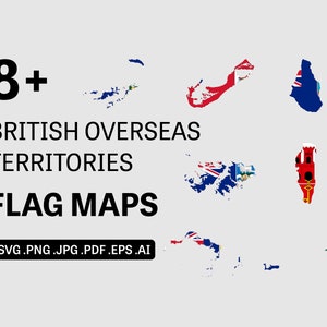 British Overseas Territories Flag Maps SVG, BOTs United Kingdom U.K., Border Border Outline Geography Island Vector Set eps ai png jpg pdf