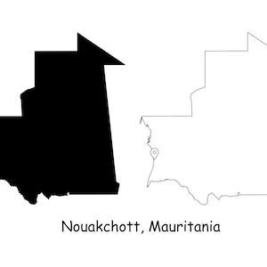 Nouakchott Mauretanien Landkarte Landkarte Pin Schwarz Weiß Silhouette Umriss Region Hauptstadt Landkarten jpg svg png ai eps