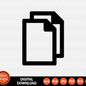 Copiar ícone de documento SVG Arquivo duplicado Digitalizar Fotocópia Sinal Símbolo Cricut Vector Gráfico Vetor Download digital Clipart png jpg eps ai pdf