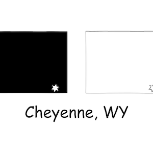 Cheyenne Wyoming Wyoming Wyoming Stadt Auf einer State Map USA Vektor Silhouette Silhouette Digital Download Icon Clipart jpg svg png pdf eps ai