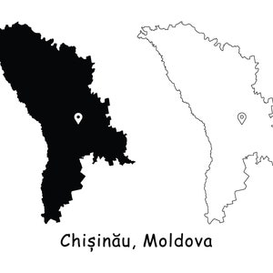 Chisinau Chişinău Moldawien Karte Hauptstadt Landort Pin Schwarz Weiß Silhouette Umriss Geografie Region Landkarten jpg svg png ai eps