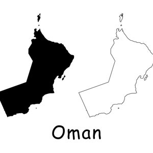Karte von Oman, Oman Karte, detaillierte solide Umriss Boundary Map von Oman, sofortiger digitaler Download svg png eps ai