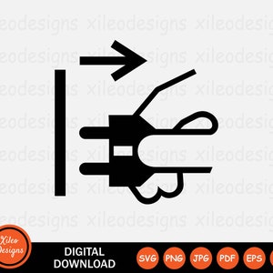 Pull Out Unplug Electrical Wall Plug Socket Disconnect Sign Symbol Icon Clipart Graphic Vector Cricut Instant Digital svg png jpg eps pdf ai