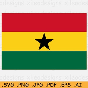Ghana National Flag SVG, Ghanaian Nation Country Banner, Cricut Cut File, Digital Download, Clipart Vector Graphic Icon - eps ai png jpg pdf