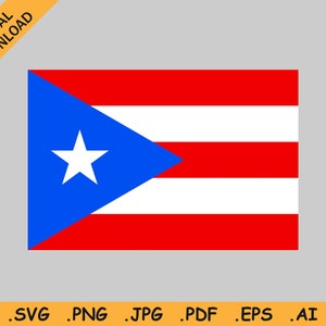 Puerto Rico Flag SVG - Puerto Rican Banner Cricut Cut File, U.S. Commonwealth, Digital Download Clipart Vector Graphic, eps ai png jpg pdf