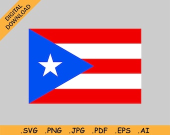 Puerto Rico Flag SVG - Puerto Rican Banner Cricut Cut File, U.S. Commonwealth, Digital Download Clipart Vector Graphic, eps ai png jpg pdf