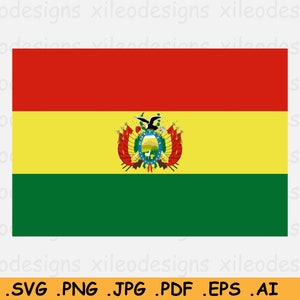 Puede incluir: La bandera de Bolivia, un tricolor horizontal con franjas rojas, amarillas y verdes. La franja amarilla presenta el escudo de armas boliviano, que representa un cóndor, una llama y una corona de laurel.