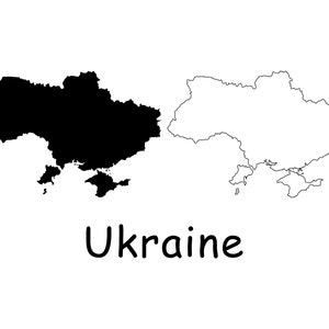Landkarte der Ukraine, Ukrainische Karte, Schwarz Weiß Detaillierte solide Umriss Boundary Map, sofortiger digitaler Download svg png eps ai