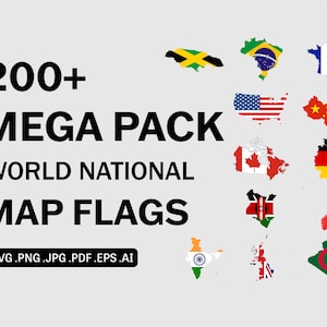 Individual World Countries Map Flags SVG, Nation National Country Banner Bundle Set, Cricut Cut File Vektor Clipart Icon eps ai png jpg pdf