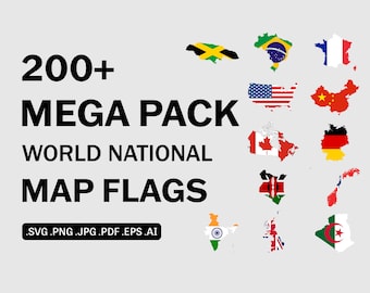 Individual World Countries Map Flags SVG, Nation National Country Banner Bundle Set, Cricut Cut File Vector Clipart Icon eps ai png jpg pdf