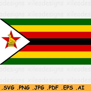 Zimbabwe National Flag SVG, Zimbabwean Nation Country Banner, Instant Digital Download, Clipart Vector Graphic File - svg eps ai png jpg pdf