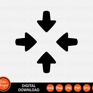 May include: Black and white icon of four arrows pointing inwards, forming a square shape. The arrows are pointing up, down, left, and right.