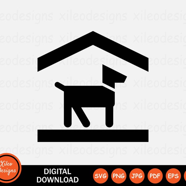 Dog Shelter Icon SVG - Animal Home Pet Store Puppy Adoption Center Hut Sign Symbol Cricut Clipart Vector Digital Download png jpg pdf eps ai