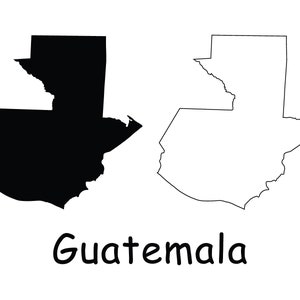 Karte von Guatemala, Guatemala Karte, schwarz weiß detaillierte solide Umriss Grenze Land Guatemala Karte, sofortiger digitaler Download svg png eps ai