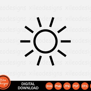 May include: Black and white sun icon with rays extending from the circle. The sun icon is a simple, minimalist design.