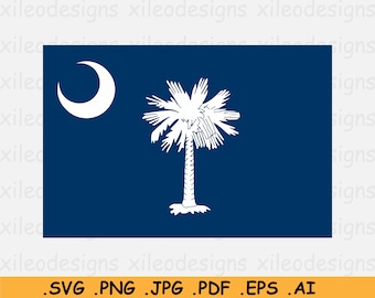 Bandeira da Carolina do Sul SVG, SC Bandeira do estado dos EUA, arquivo Cricut Cut, Estados Unidos da América, ícone gráfico de vetor de clipart, eps ai png jpg pdf