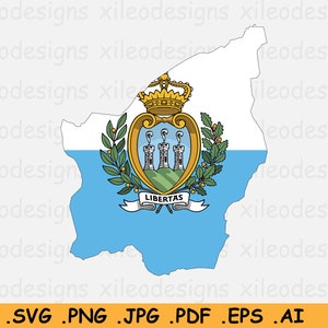 San Marino Kaart Vlag SVG - Sammarinese SVG Country Nation Silhouet Outline Atlas Europa, Scrapbook Clipart Vector Icon - eps ai png jpg pdf