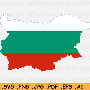 Bulgaria Map Flag SVG - Map of Bulgaria, Bulgarian Flag, Bulgaria Map SVG, Instant Digital Download Country Clipart Icon, eps ai png jpg pdf