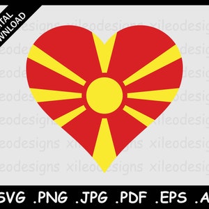 May include: A red heart-shaped graphic with a yellow sun and eight yellow rays. The heart is filled with a red background and eight yellow rays radiating from the center. The sun is in the center of the heart.