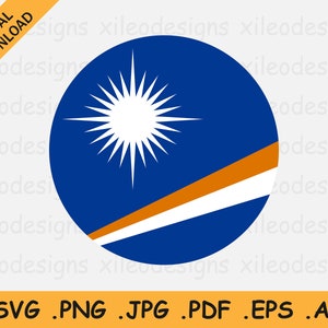 Marshall Islands Round Flag SVG - National Circular Banner Circle Button Icon, Cricut Cut File, Digital Download Vector, eps ai png jpg pdf