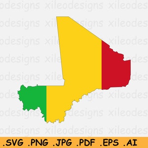 Mali Kaart Vlag SVG, Malinese Cricut Cut File, Afrikaanse Land Natie Silhouet Outline Atlas, Scrapbook Clipart Vector Icon eps ai png jpg pdf
