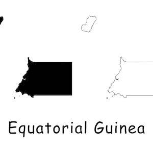 Karte von Äquatorial-Guinea, Äquatorial-Guinea Karte, schwarz weiß detailliertes solides Umriss Grenzland, sofortiger digitaler Download svg png eps ai
