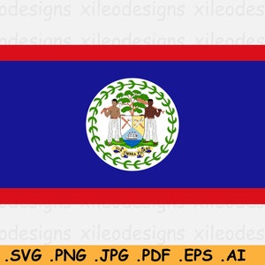 Bandera Nacional de Belice SVG, Bandera de la Nación del País de Belice, Descarga Digital Instantánea Clipart Vector Graphic Icon File - svg eps ai png jpg pdf