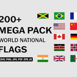 Bandeiras de países do mundo SVG - Bandeira de países SVG, conjunto de pacotes de todas as bandeiras nacionais, bandeira da nação Cricut ícone Clipart Vector, eps png jpg ai pdf