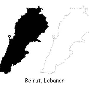 Beirut Stadtplan Hauptstadt Hauptstadt Stadt Pin Schwarz Weiß Silhouette Umriss Geografie Region Region Stadtplan jpg svg png ai eps