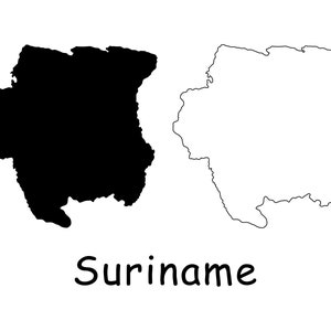 Karte von Suriname, Suriname Karte, detaillierte Landkarte von Suriname mit durchgezogener Linie, sofortiger digitaler Download svg png eps ai