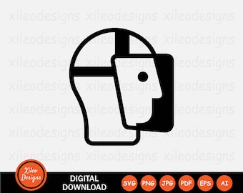 Icono de escudo facial completo SVG Máscara de protección Cubierta EPP Seguridad Cabeza Símbolo Signo Gráfico Clipart Vector Cricut Instant Digital png jpg eps pdf ai