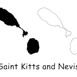 Mapa de San Cristóbal y Nieves, mapa detallado de línea continua en blanco y negro con límites de país de San Cristóbal y Nieves Descarga digital instantánea svg png eps ai
