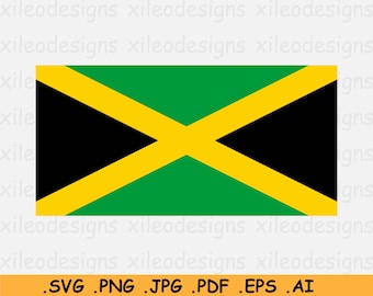 Jamaica Flag SVG, Jamaican National Nation Country Banner, Cricut Cut File Digital Download Clipart Vector Graphic Icon - eps ai png jpg pdf