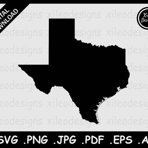 Texas Landkarte SVG, TX USA State Border Map, Texan United States Black Silhouette Cricut Cut File Vektor Icon, png jpg jpeg pdf eps ai