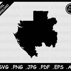 Gabun Karte SVG, Gabunische Republik Land National Border Border Border, Black Silhouette Cutout Cricut Cut File Vektor, png jpg jpeg pdf ai eps