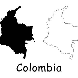 Karte von Kolumbien, kolumbianische Karte, schwarz weiß detaillierte solide Umrisse Landkarte von Kolumbien, sofortiger digitaler Download svg png eps ai