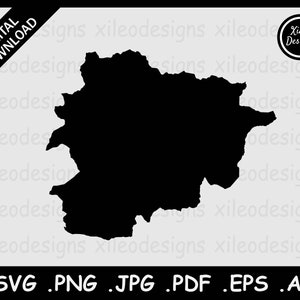 Andorra Karte SVG, Andorran Country National Border Border Map, Black Silhouette Cutout Cricut Cut File Vektor Icon, png jpg jpeg pdf ai eps