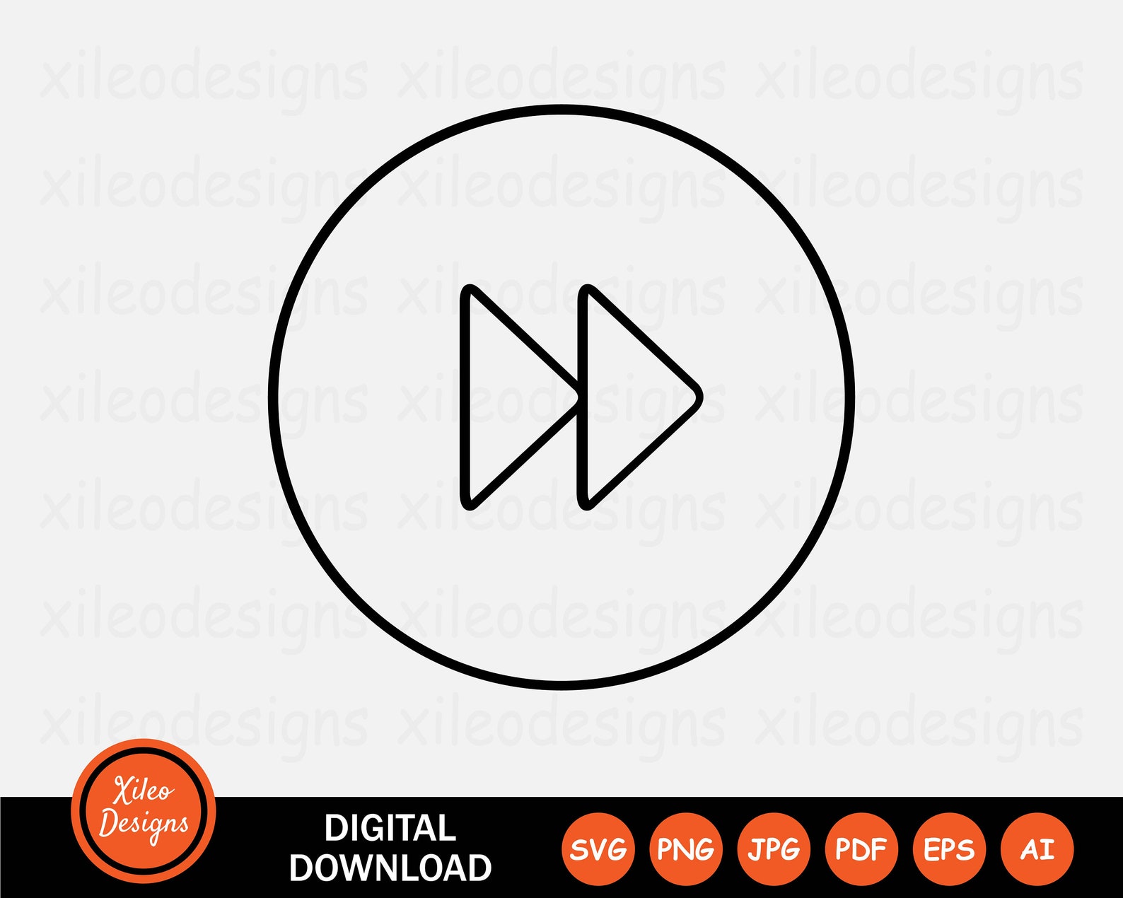 Fast Forward Round Line Icon SVG Skip Ahead Next Media Png Jpg Eps Ai ...