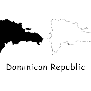 Karte von Dominikanische Republik, schwarz weiß detaillierte solide Grenzlinie Land Dominikanische Republik Karte, sofortiger digitaler Download svg png eps ai