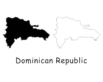 Carte de la République dominicaine, carte de la République dominicaine détaillée en noir et blanc, téléchargement numérique instantané svg png eps ai