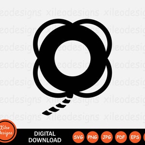 Puede incluir: Silueta en blanco y negro de un salvavidas con una cuerda atada. El salvavidas tiene forma de anillo con un anillo más pequeño en el interior. La cuerda está atada a la parte inferior del salvavidas.