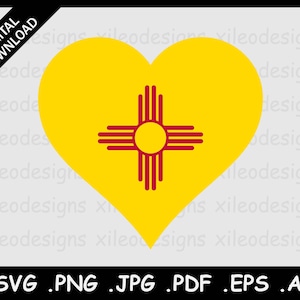 New Mexico Heart Flag SVG, NM USA Love Shape Flag, Sign Icon Symbol Clipart Emoji Vector Cricut Cut File Digital Download png jpg pdf eps ai