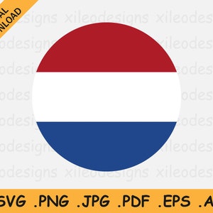 Bandera redonda de los Países Bajos SVG - Bandera circular holandesa, Icono del botón del círculo nacional, Cricut Cut File Digital Download Vector, eps ai png jpg pdf