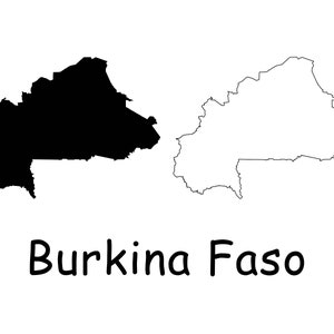 Karte von Burkina Faso, Burkina Faso Karte, schwarz weiß solide Umriss Landkarte Burkina Faso Karte, sofortiger digitaler Download svg png eps ai