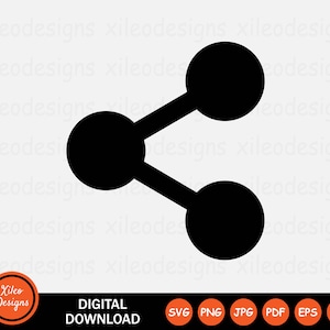 Puede incluir: Icono de compartir en blanco y negro con dos círculos conectados por una línea. El icono representa compartir o conectar.