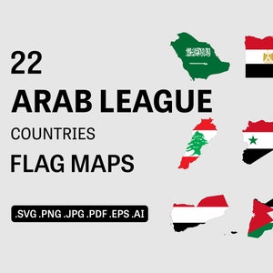 Arabische Liga Vlag Kaart SVG - Lidstaten Land Natie Nationale Grens Grens Overzicht Geografie Atlas Vector Icon - eps ai png jpg pdf