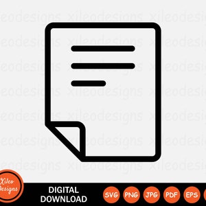 Ícone de linha de notas SVG Bloco de notas Lista de folhas de papel Página Memo png jpg eps ai pdf Download digital Gráfico vetorial Clipart Sinal de vetor Símbolo Cricut