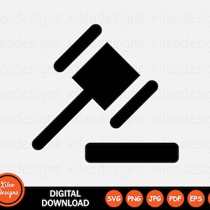 Justice Gavel Icon SVG Judge Law Layer Hammer Auction Sign Symbol Cricut Vector Graphic Vector Digital Download Clipart png jpg eps ai pdf