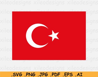 Turkey National Flag SVG, Turkish Nation Country Banner, Cricut Cut File, Digital Download, Clipart Vector Graphic Icon - eps ai png jpg pdf